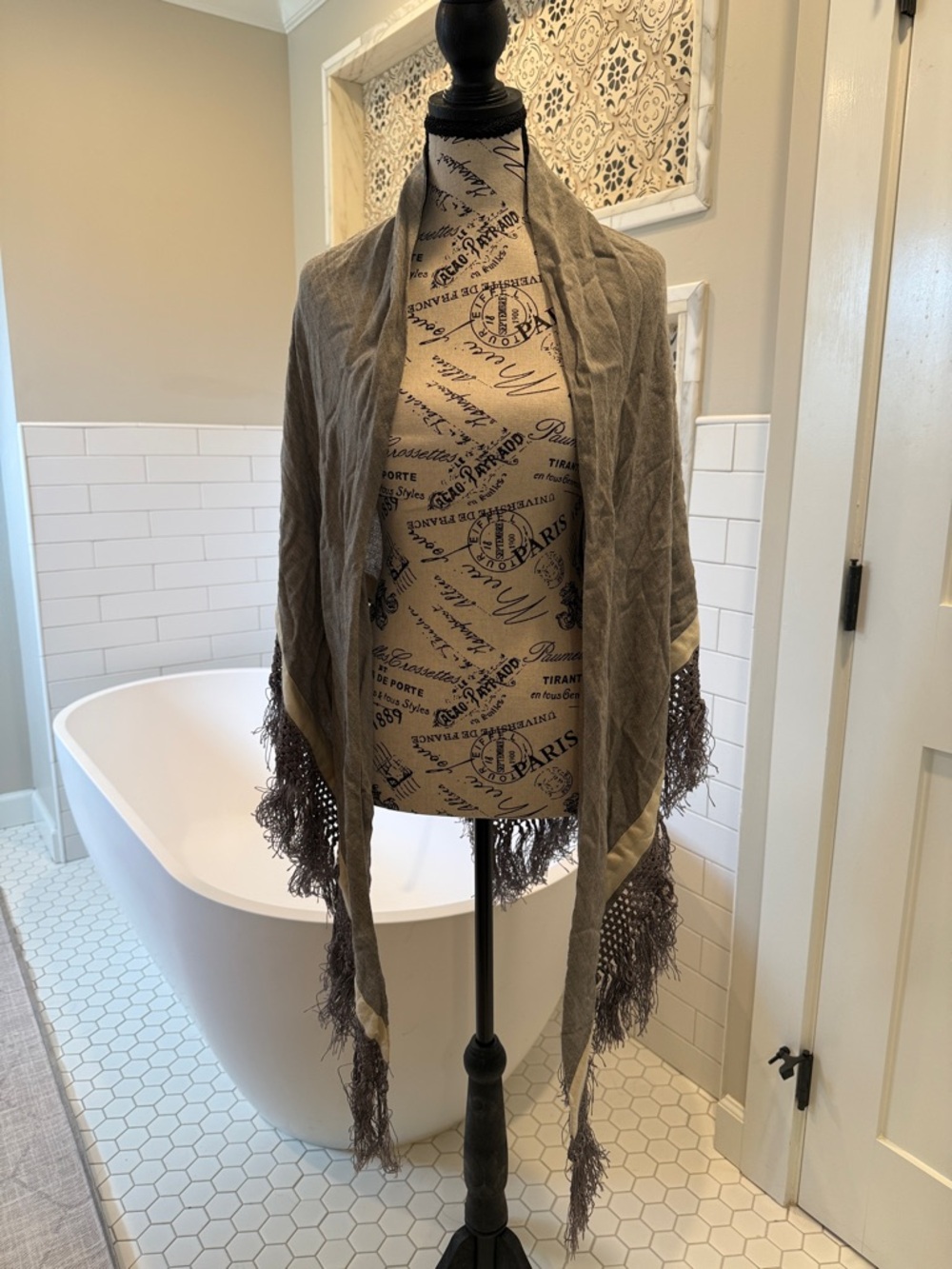 rag & bone Neutral Gray Linen-Silk Blend Top